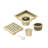 FlowGuard 4" Brushed Gold square grid drain-126309794