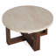 Table basse ronde avec dessus en marbre 31,5 po et base brune