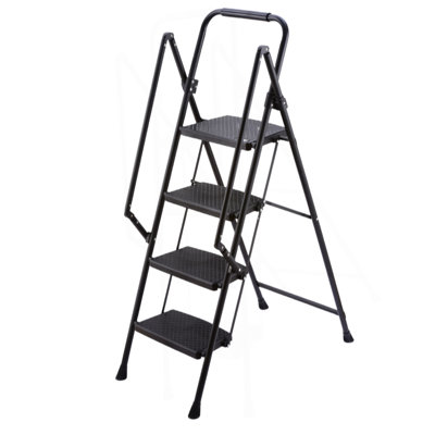 Échelle à quatre marches, tabouret pliant léger à quatre marches, large pédale antidérapante et poignée de sécurité, échelle en acier robuste, escabeau polyvalent, convient aux ascenceurs de maison, de cuisine et de bureau
