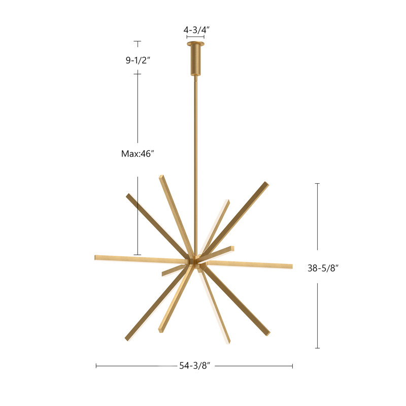 Sirius 13 - Light LED Chandelier, Gold, 38.25" H x 54" W x 54" D