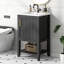Meuble-lavabo de 20 po avec lavabo, armoire de salle de bain avec porte à fermeture douce, support de rangement et tablette ouverte, meuble-lavabo