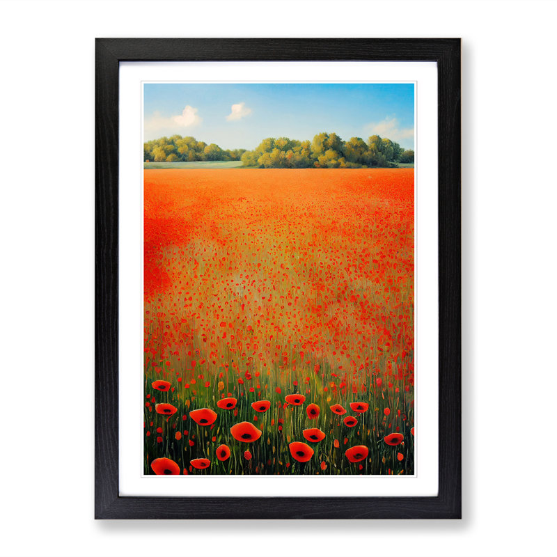 Poppy Flower Field Vol.1 - Single Picture Frame Print, Black, 64cm H x 46cm W x 2cm D