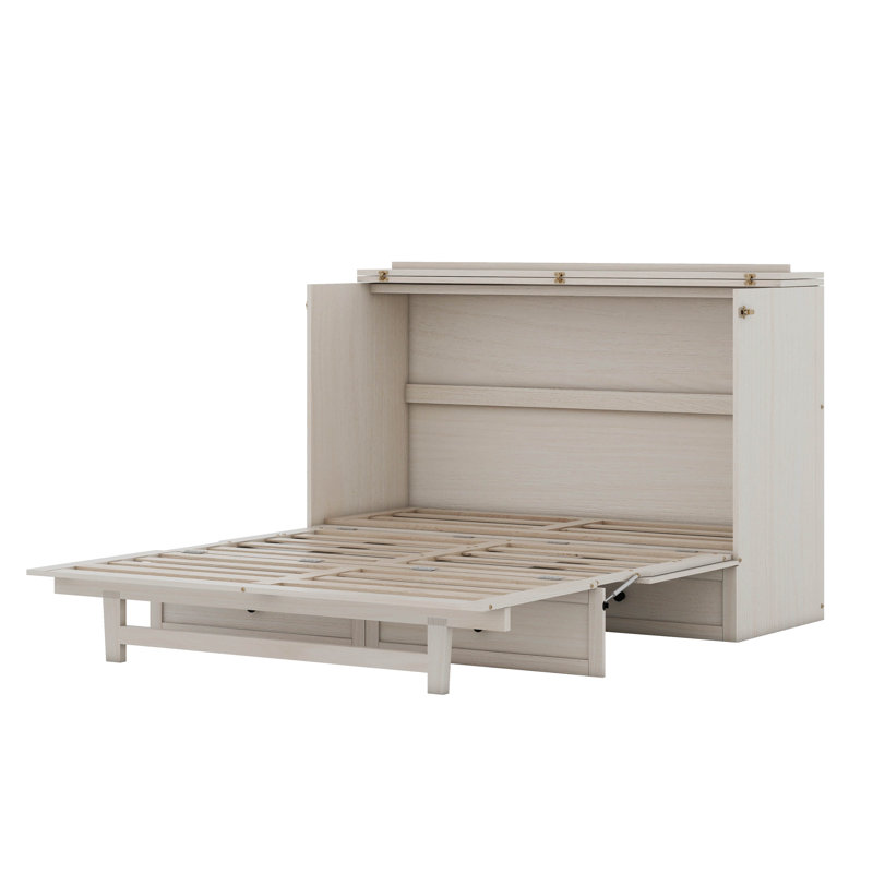 Murphy Bed With Charging Station And Drawer, Full, White