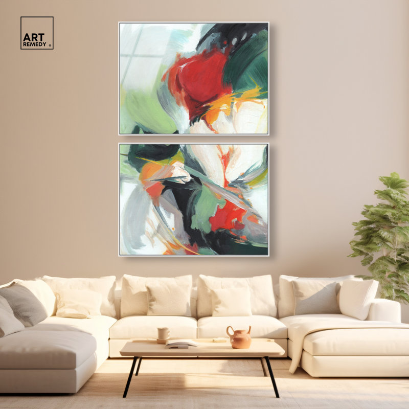Reproduction acrylique encadrée surdimensionnée de 2 pièces par Allen Remore, cadre blanc, 44 x 33, 33"H x 44"W, White Frame