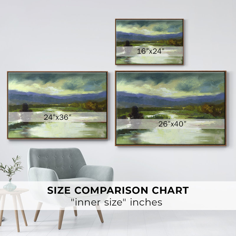 Mountain Meadow, peinture sur toile encadrée, Cadre noyer, H 25 po x l 37 po x P 2 po