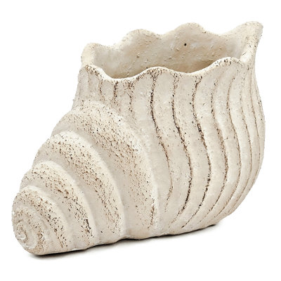 Vico 11.5X7x7 Inches Sand And Cement Shell Planter For Bohemian Home Decor With Herbs Trailing Plants