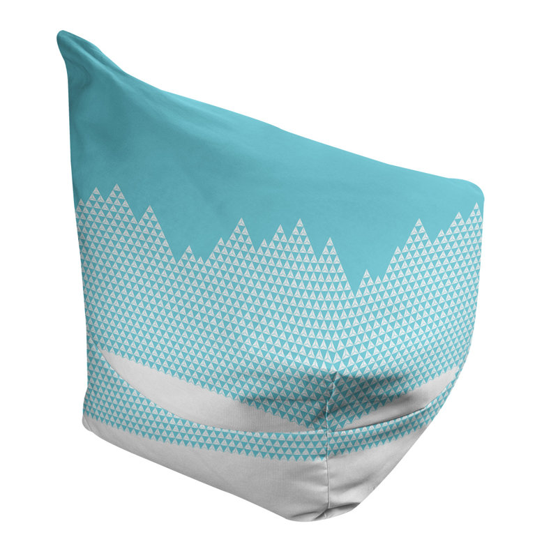Sac de pois Leffel, H 27 po x l 30 po x P 25 po, Pouf fauteuil, Bleu sarcelle/Gris