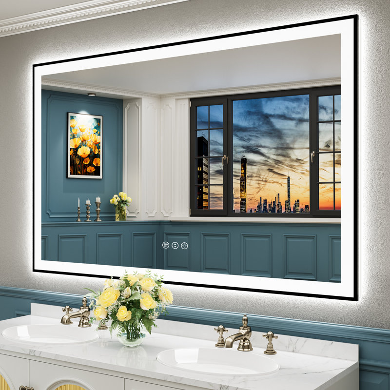 Miroir de salle de bain Tyeishia Matte, 55'' x 36''