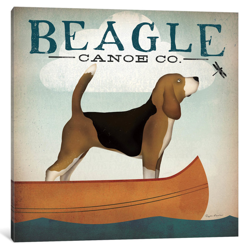 « beagle canoë co. » par ryan fowler, affiche rétro sur toile tendue, H 18 po x l 18 po x P 1,5 po