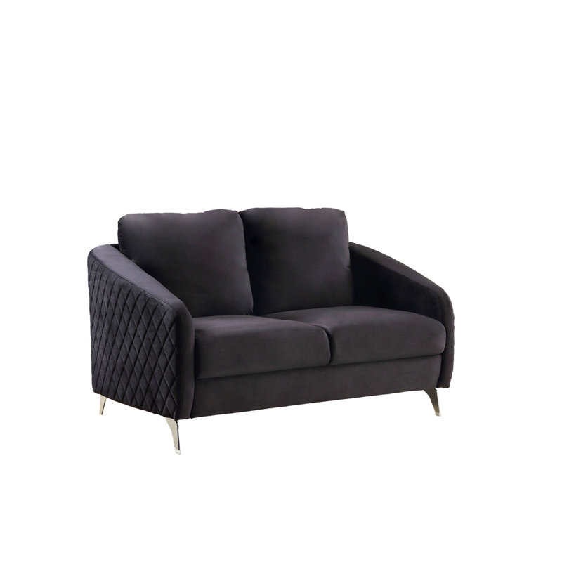 Causeuse moderne en velours noir 55 po