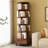 Rotating Bookshelf, 360 Display Corner Bookshelf for Small Space, 6 Tier Bookcase Storage Rack with Wheels, Wood Narrow Organizer for Bedroom, Living Room, Study Room, Walnut Brown, Shelves