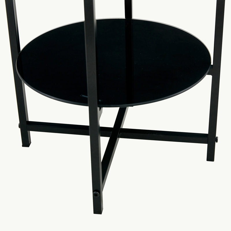 Douwine Glass Top Nesting Tables, Black