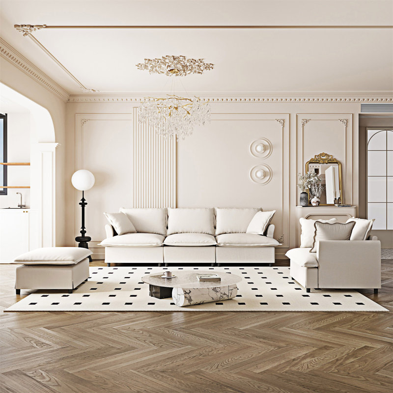 Ensemble de canapé modulaire rembourré modulaire, Beige