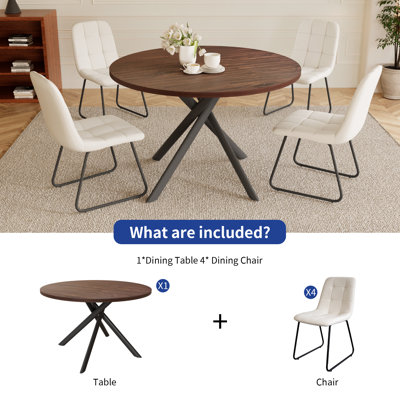 45.3"l Round Modern Kitchen Dining Table With 32.8"h Dining Chair