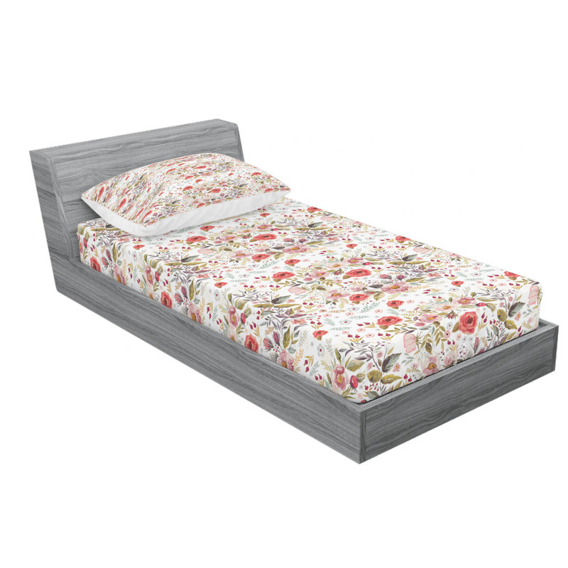 Microfiber Floral Sheet Set, Twin XL Sheet Set with 1 Pillowcase, Floral 4