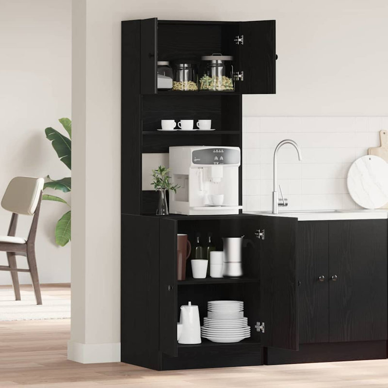 Kitchen Cabinet 60X50x180 Cm Engineered Wood, Black Oak