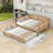 Wood Daybed with Rattan Headboard and Trundle-212739864-212739877