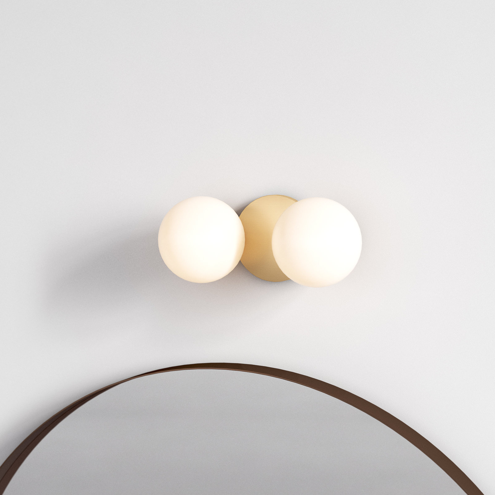 Samson 2 Light Frosted Vanity Light, Aged Brass
