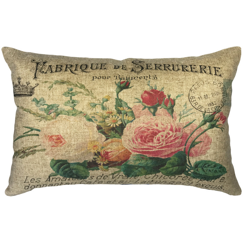 Floral Linen Reversible Throw Pillow