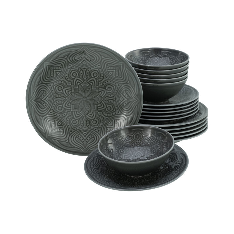 Orient Mandala Piece Porcelain China Dinnerware Set - Service for 6