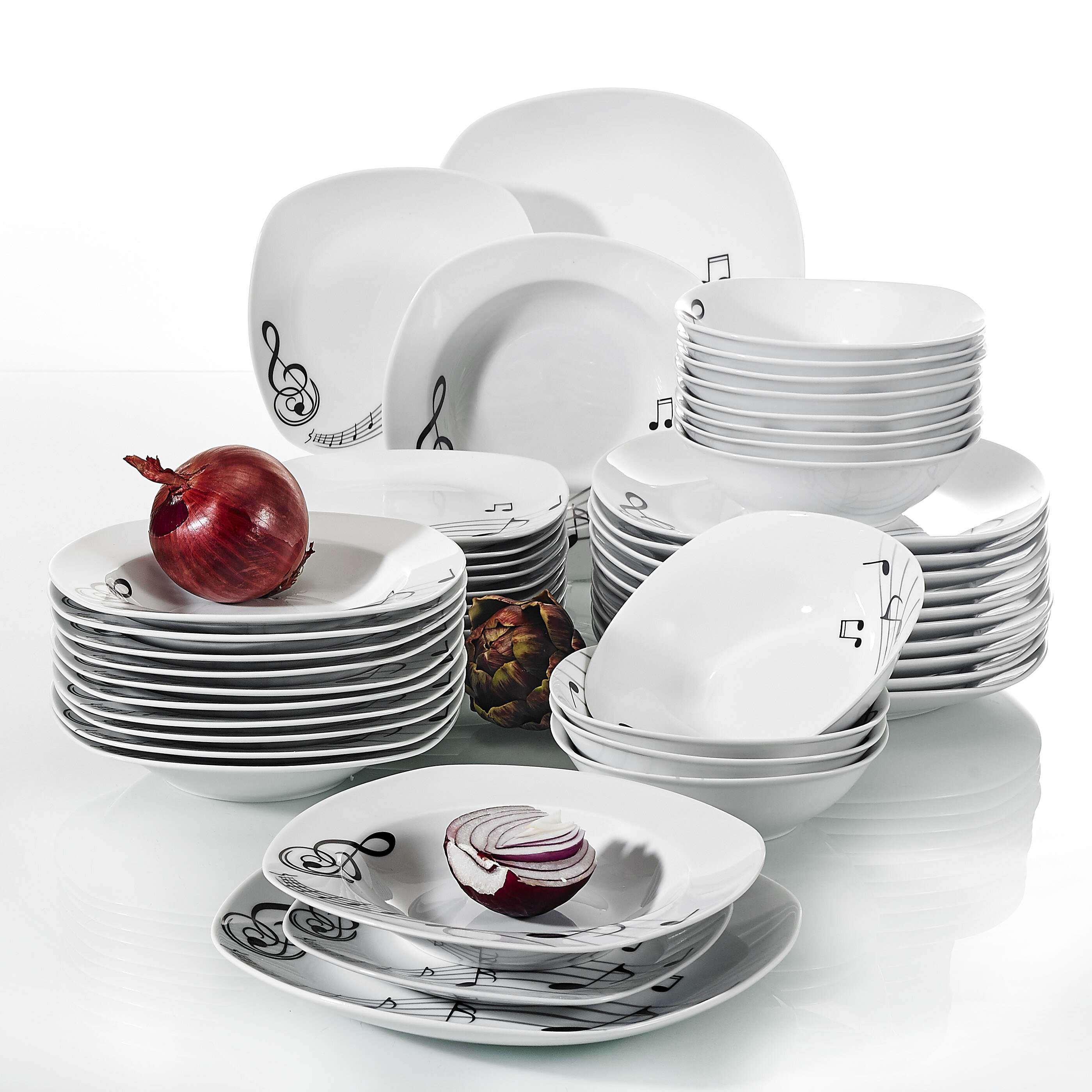 MALACASA Ivory White Dinnerware Set, 60-Piece Porcelain Dinnerware