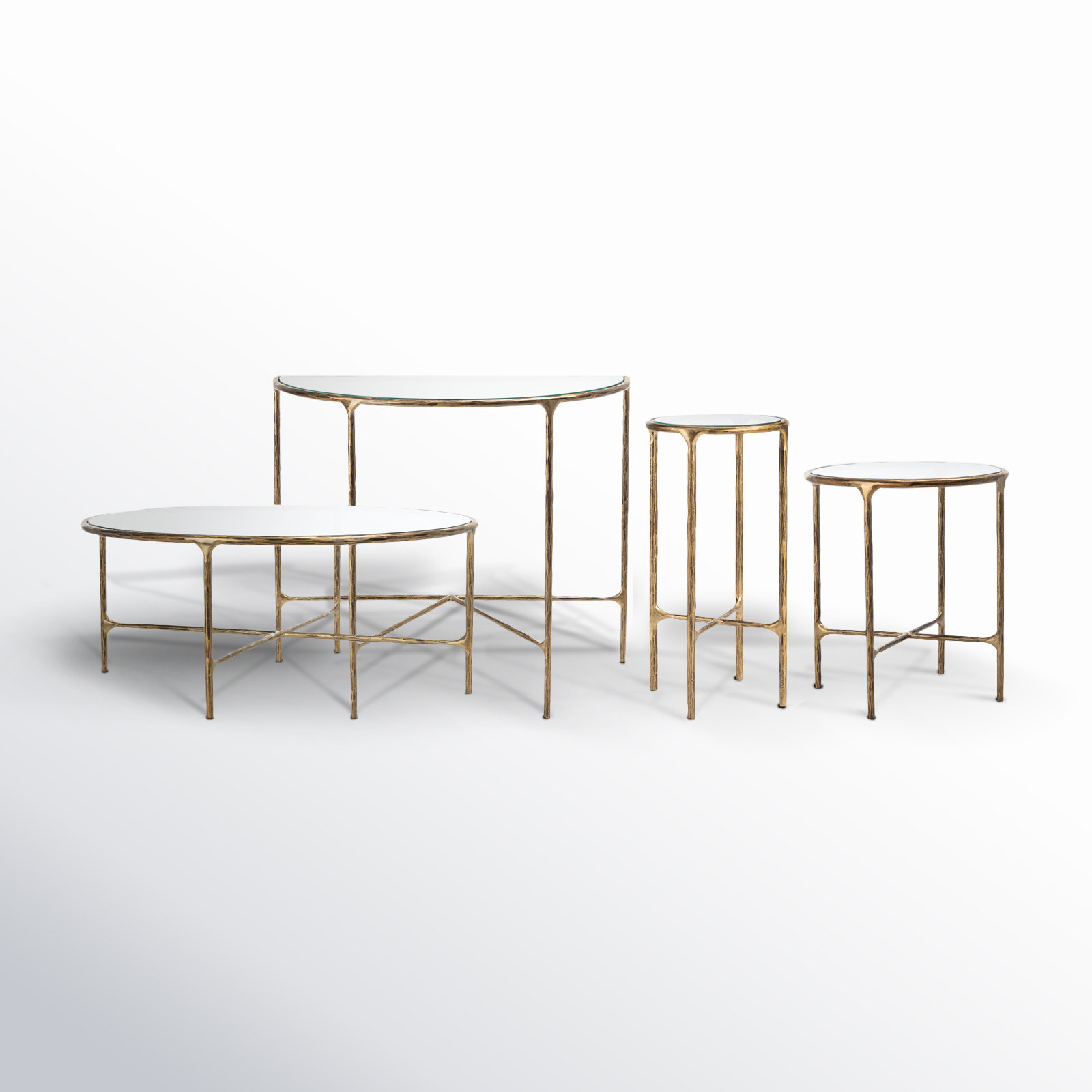 Evelynn 4 - Piece Living Room Table Set, Clear, Brass