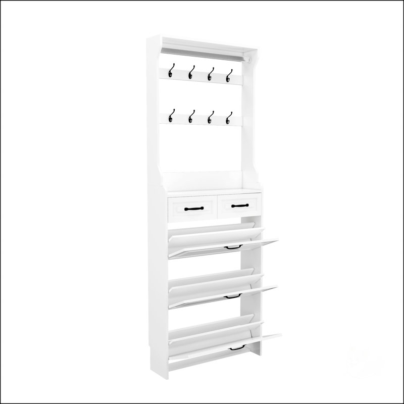 Range-chaussures blanc avec 3 portes
