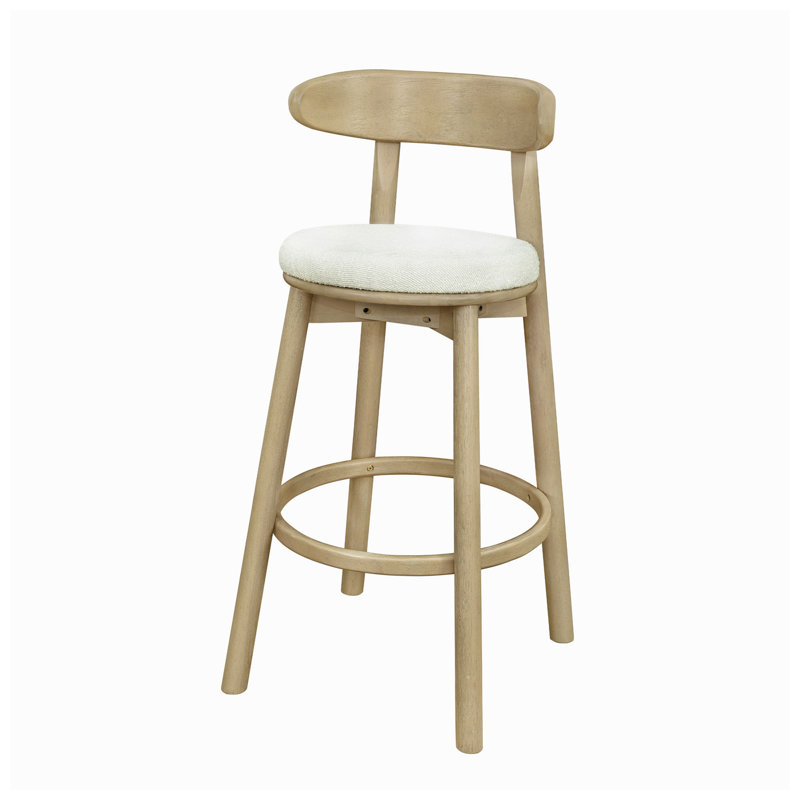 Tabouret de bar rond en bois d'hévéa massif l 18,75 po x P 20,5 po x H 41 po Christopher Knight Home