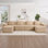 Canapé modulaire modulaire à 4 places sans os, canapé modulaire Cloud avec assise profonde, canapé modulaire moderne à 4 places avec coussins décoratifs et repose-pieds mobile, tissu en velours côtelé