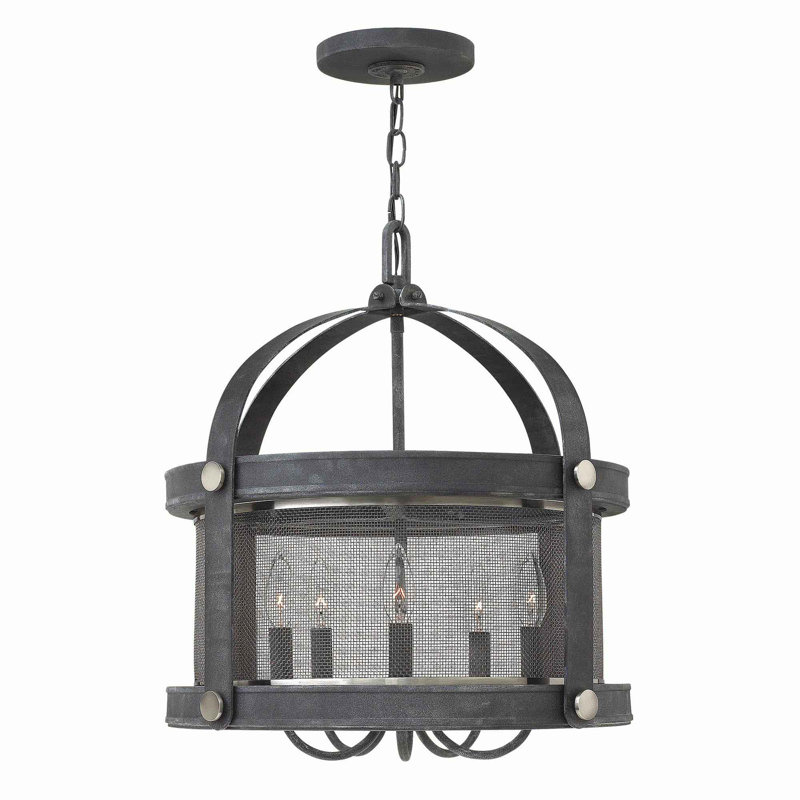 Beechwood 5 - Light Lantern Pendant, Aged Zinc