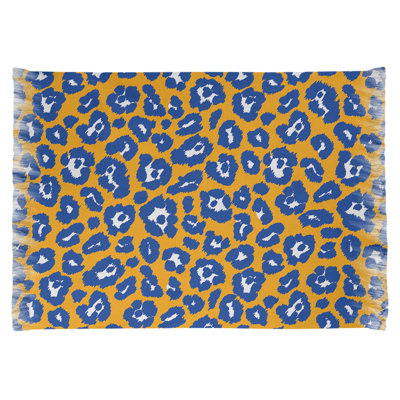 Tapis jaune / bleu à imprimé animal