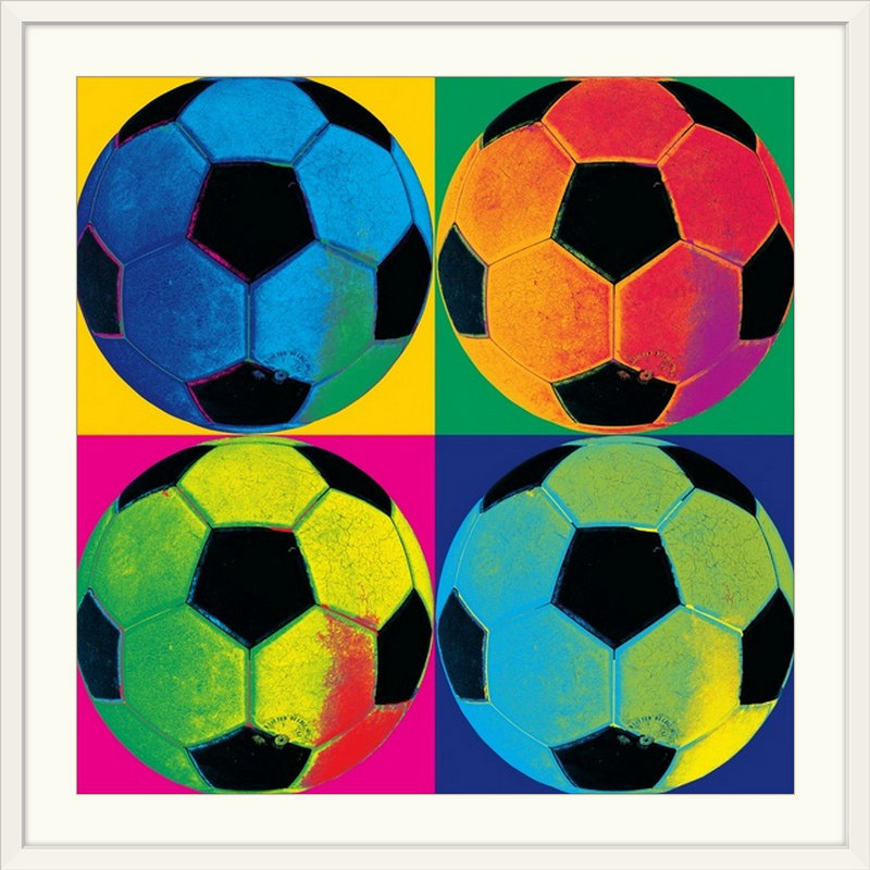 «Ball Four-Soccer», impression, H 24 po x l 24 po x P 1 po, Cadre blanc