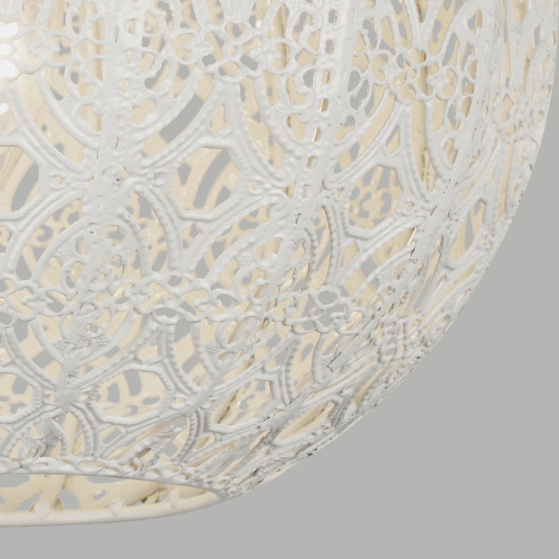 20cm H Metal Round Pendant Shade ( Uno ) in Gloss Cream
