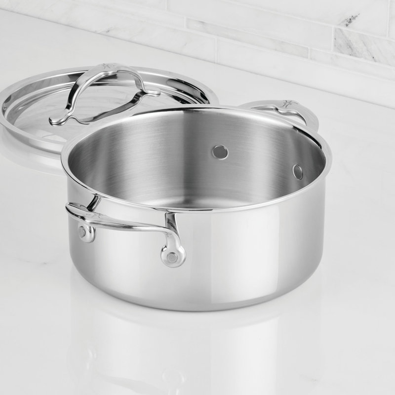 Pot à soupe en acier inoxydable poli avec couvercle 4 pintes de qualité professionnelle avec couvercle