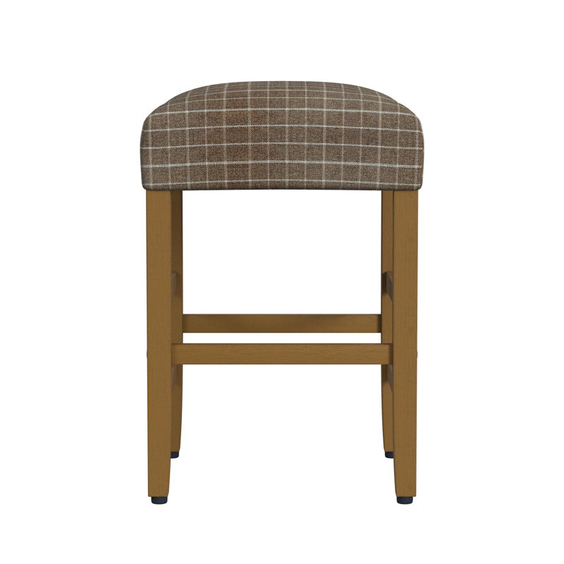 Tabouret de comptoir carré de 24 po de hauteur Proxima, Miel, Impression de carreaux brun Windown