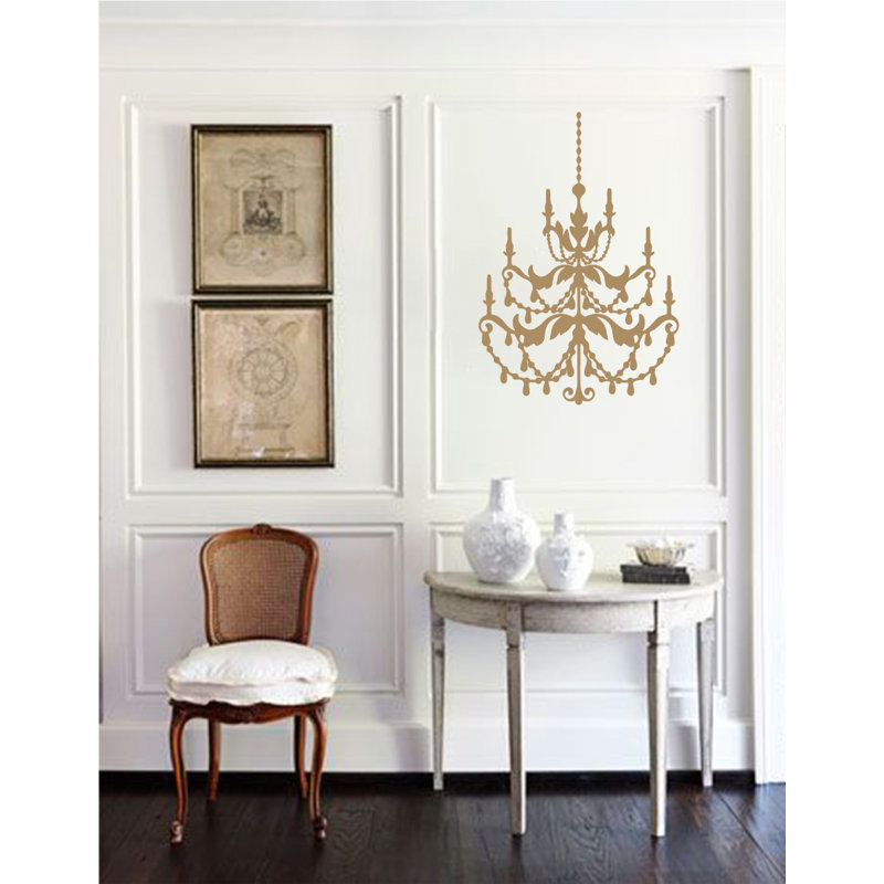 Décalcomanie murale lustre française, H 48 po x l 33 po x P 0,01 po, Brun pâle