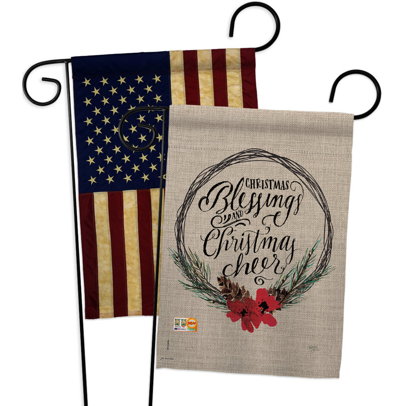 Drapeau de jardin 2 côtés en polyester 19 po x 13 po de joies de noël impressions