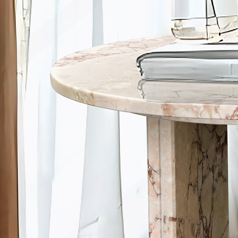 Table basse en marbre naturel rose, petit accent de salon, pierre véritable avec veines uniques, Pink