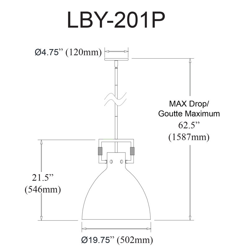 Luminaire suspendu en forme de dôme à 1 lumière Holzheimer, Laiton vieilli, Blanc, H 21,75 po x l 19,75 po x P 19,75 po