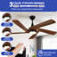 Ventilateur de plafond 52 po avec lumières DEL Jong-214592786