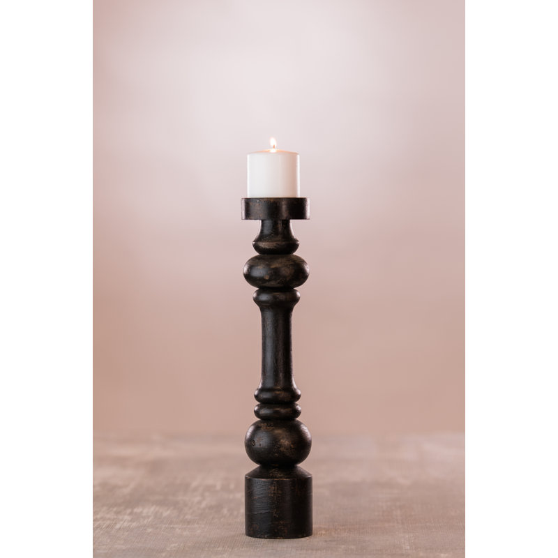Porte-bougie colonne Baroque - Grande - Noir, H 17,5 po x l 3,6 po x P 3,6 po, Noir
