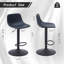 Tabourets de bar réglables, de 2, moderne Mid-Century, cuir de polyuréthane bleu, industriel, support arrière pivotant, comptoir de cuisine, base de 17,3 pouces, supports de 350 lb, salle à manger polyvalente, lb