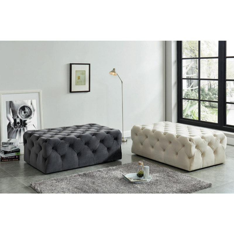 Repose-pieds Musa, Similicuir beige
