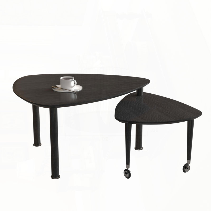 Table basse rotative à 360 ° avec 37,4 po x 30,7 po, Plateau noir / base noire