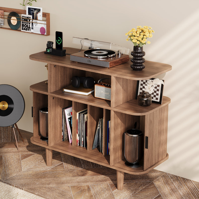 Support audio, support pour tourne-disque avec station de charge et ports USB pour la chambre à coucher, le salon,