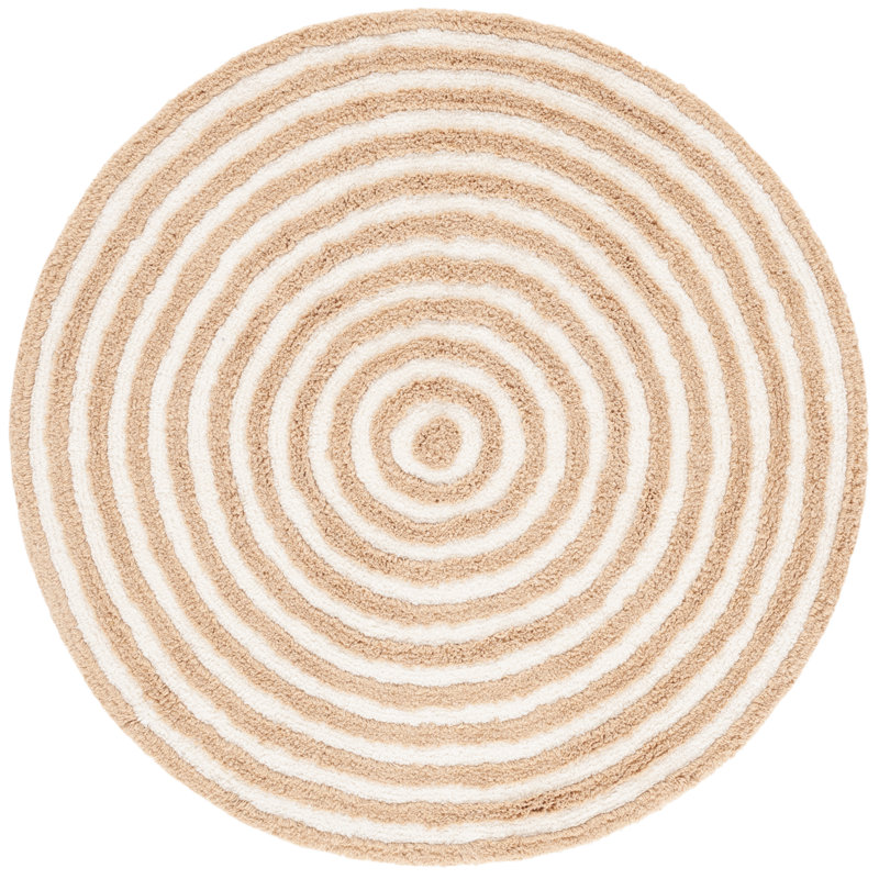 Tapis d'intérieur lavable à la machine 229 en coton recyclé touffeté à la main 229, Rond 4 pi