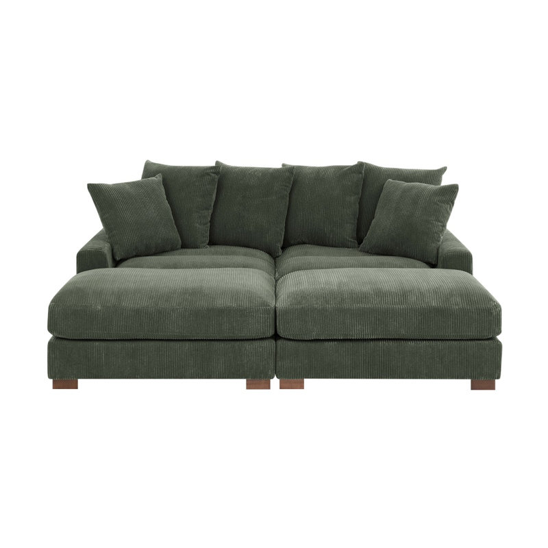 Sage 86" Upholstered Corduroy Sofa With Solid Wood Legs