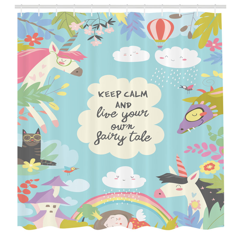 East Urban Home Saying Shower Curtain Keep Calm, 70"H x 69"W