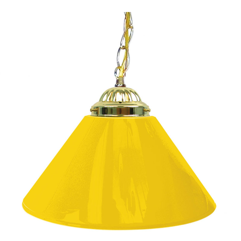 Luminaire suspendu conique 1 lumière Gamya, Jaune Uni, Laiton