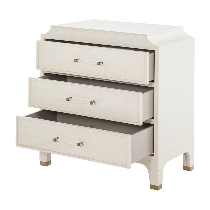 Alexandra 3 Drawer 32" W Solid Wood Chest, White